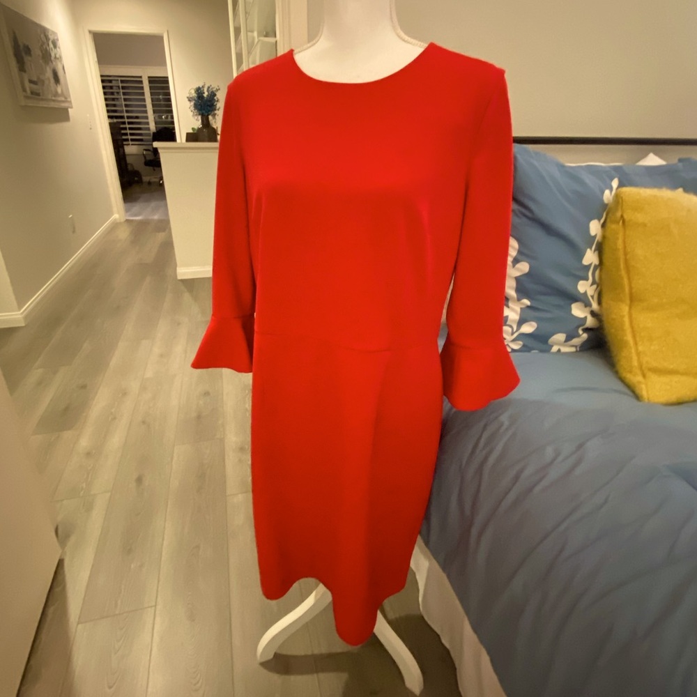 Donna Morgan 3/4 Bell Sleeve Sheath Red Dress